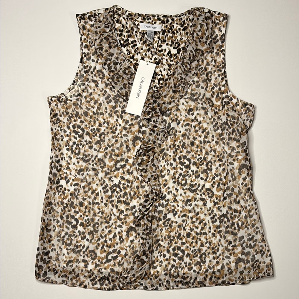 Calvin Klein Animal Print Sleeveless Blouse